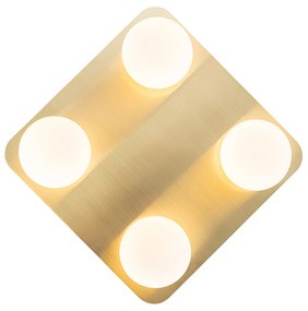 Moderné stropné svietidlo do kúpeľne mosadzné štvorcové 4-žiarovkové - Cederic