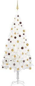 Umelý vianočný stromček s LED a súpravou gulí biely 240 cm 3077550
