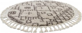 Dywany Łuszczów, Kusový koberec Berber Tanger B5940 cream and brown kruh, 120x120 (priemer) kruh, hnedá, obývacia izba
