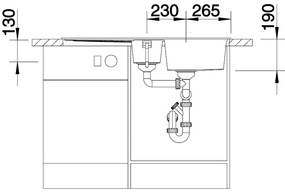 Blanco Metra 6 S, silgranitový drez 1000x500x190 mm, 1,5-komorový, sivá vulkán, BLA-527300