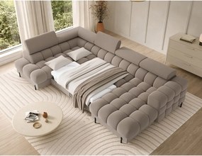 Svetlohnedá zamatová rozkladacia rohová pohovka (ľavý roh/do tvaru "U") Feraria – ELTAP