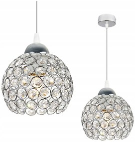 Závesné svietidlo Crystal, 1x strieborné krištáľové tienidlo, ch