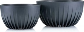 PLASTOVÝ KVETINÁČ STRIPPED ECO SADA 2KS 16X30 CM+15X24 CM ANTRACITOVÁ