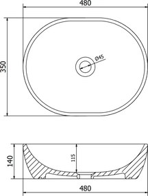 Mexen Viki, umývadlo na dosku 48x35 cm, biela, 21054800