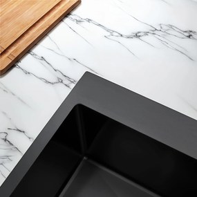 Rea Leo, 1-komorový oceľový drez 400x450x185 mm, čierna, ZLE-06002