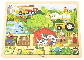 Viga Detské drevené puzzle Viga Farma 48 ks