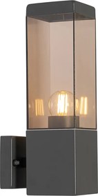 Moderná vonkajšia nástenná lampa tmavosivá s dymovým sklom - Malios