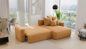 Rohová sedačka Baria (P) (horčicová). Akcia -20%. Vlastná spoľahlivá doprava až k Vám domov. 1133080