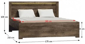 Manželská posteľ 160 cm Inneas (jaseň tmavý) (s roštom). Vlastná spoľahlivá doprava až k Vám domov. 794547