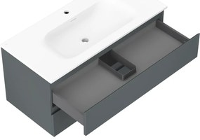 Mexen Orio, kúpeľňová skrinka 100 cm s umývadlom Vela, 2 zásuvky, grafitová matná/biela matná, 91A10-10047-2-BFF66-W23M01