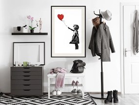 Artgeist Plagát - Banksy: Girl with Balloon [Poster] Veľkosť: 30x45, Verzia: Čierny rám