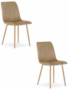 Set dvoch jedálenských stoličiek LAVA zamatové hnedé / drevené nohy (2 ks)
