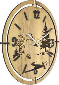 Moderné nástenné hodiny s gravírovaním Lesa | LEDNIC: HDF - Javor 30 cm 4800-115386 HDF0700-ruky-silver