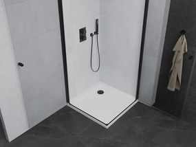 Mexen Pretoria Duo, 2-krídlový sprchovací kút 90(dvere) x 90(dvere) x 190 cm, 6mm číre sklo, čierny profil + slim sprchová vanička 5cm, biela, 852-090-090-70-02-4010B