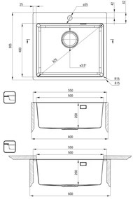 Deante ZPO_010B - Kuchynský drez OLFATO 50,5x55 cm kefovaná oceľ