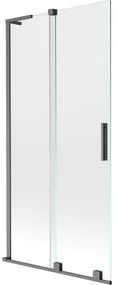 Mexen Velar L, 2-krídlová posuvná vaňová zástena 95 x 150 cm, 8mm číre sklo, brúsený grafit, 896-095-003-01-66