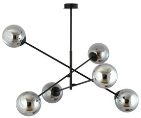 Luster na tyči LINEAR 6xE14/10W/230V čierna/šedá