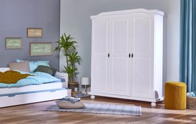 Šatníková skriňa Bastian, bielená borovica