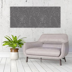 Obraz - Šedé palmové listy (120x50 cm)