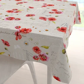 Biante Dekoračný štvorcový obrus Porto PRT-022 Vlčie maky a margaréty na režnom 130x130 cm