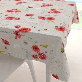 Biante Dekoračný štvorcový obrus Porto PRT-022 Vlčie maky a margaréty na režnom 90x90 cm