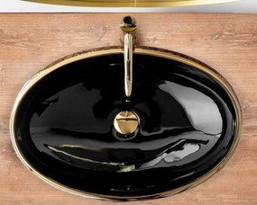 Keramické umývadlo na dosku Rea Meryl čierne/zlaté