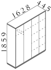 Vysoká šatníková skriňa Creator 162,8 x 44,5 x 185,9 cm, biela / antracit