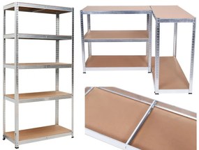 Regál CONOR 180x90x30 cm strieborný