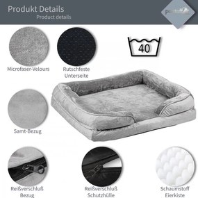 Pelech pre psa veľkosť L, svetle-šedý, 106 x 80 x 18 cm