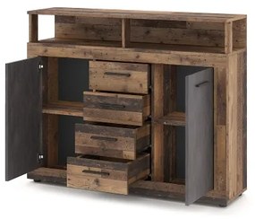 Komoda RUNA tmavohnedá/antracitová