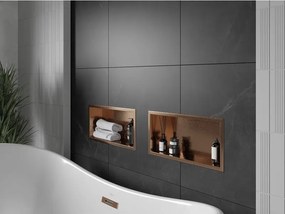 Mexen X-Wall-R, polica na zapustenie s prírubou  45 x 20 cm, medená matná - 19C0452010