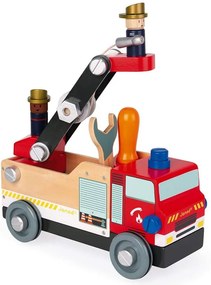 BricoKids - Drevené auto a stavebnica - Hasiči - 45 ks