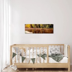 Obraz - Za riekou (s hodinami) (90x30 cm)