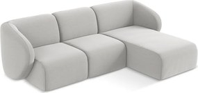 Svetlosivá zamatová rohová pohovka (pravý roh/s leňoškou) Lani – Makamii