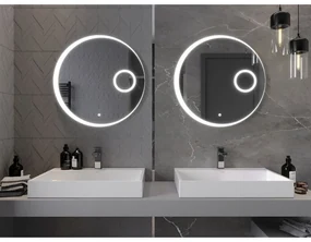 Mexen Ella, LED kúpeľňové zrkadlo s podsvietením a kozmetickým zrkadielkom 70x70 cm, 6000K, ochrana proti zahmlievaniu, 9811-070-070-611-00