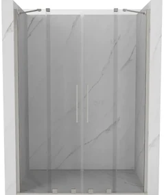 Mexen Velar Duo, posuvné sprchové dvere do otvoru 150 cm, 8mm číre sklo, brúsená oceľ, 871-150-000-02-97