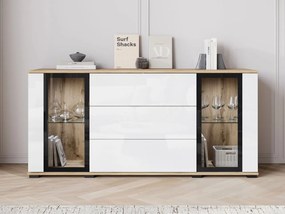 Široká komoda Hedvis SB 150 2D3S, Farby: čierna, Osvetlenie: bez osvetlenia
