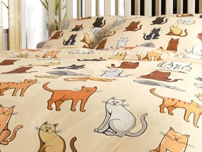 Mikroplyšové obliečky COLORED CATS krémové Rozmer obliečky: 70 x 90 cm | 140 x 220 cm