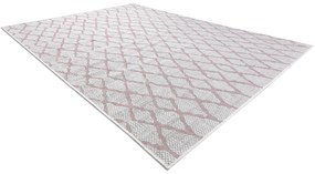 Koberec SISAL SION  MREŽA  22129 ploché  tkanie  ecru / ružová