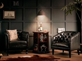 furniture-nabytek.cz - Masivní křeslo Chesterfield Dover z pravé kůže, hnědé