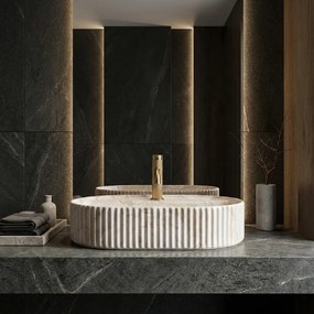 Rea Marcela Saturn, umývadlo na dosku 600×370×135 mm, béžová matná, REA-U3519