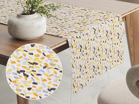 Biante Dekoračný behúň na stôl Leona LN-045 Žltosivé čiarky na bielom 35x180 cm