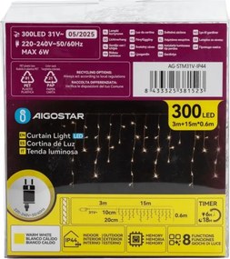 Aigostar - LED Vonkajšia dekoračná reťaz 75xLED/6W/230V 15x0,6m IP44 teplá biela