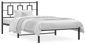 Kovový rám postele s čelom čierny 107x203 cm 374237