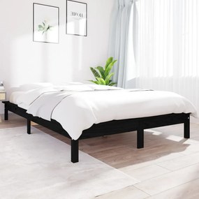 vidaXL Rám postele čierny 120x190 cm malé dvojlôžko masívna borovica