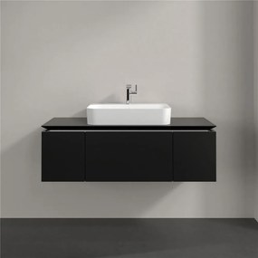 VILLEROY &amp; BOCH Legato závesná skrinka pod umývadlo na dosku (umývadlo v strede), 3 zásuvky, 1200 x 500 x 380 mm, Black Matt Lacquer, B75700PD