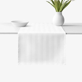 Goldea sviatočný damaškový behúň na stôl - biele saténové prúžky 35x160 cm