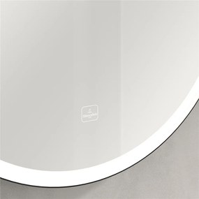 VILLEROY &amp; BOCH Subway 3.0 zrkadlo s LED osvetlením, priemer 712 mm, hĺbka 45 mm, rám čierny matný/biely matný, A46471BC