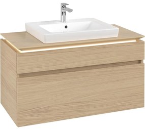 VILLEROY &amp; BOCH Legato závesná skrinka pod umývadlo (umývadlo v strede), 2 zásuvky, s LED osvetlením, 1000 x 500 x 550 mm, Nordic Oak, B681L0VJ