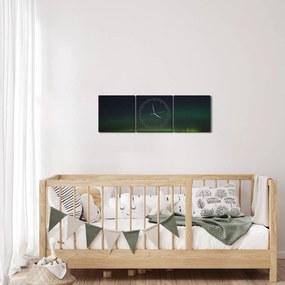 Obraz polárna žiara (s hodinami) (90x30 cm)